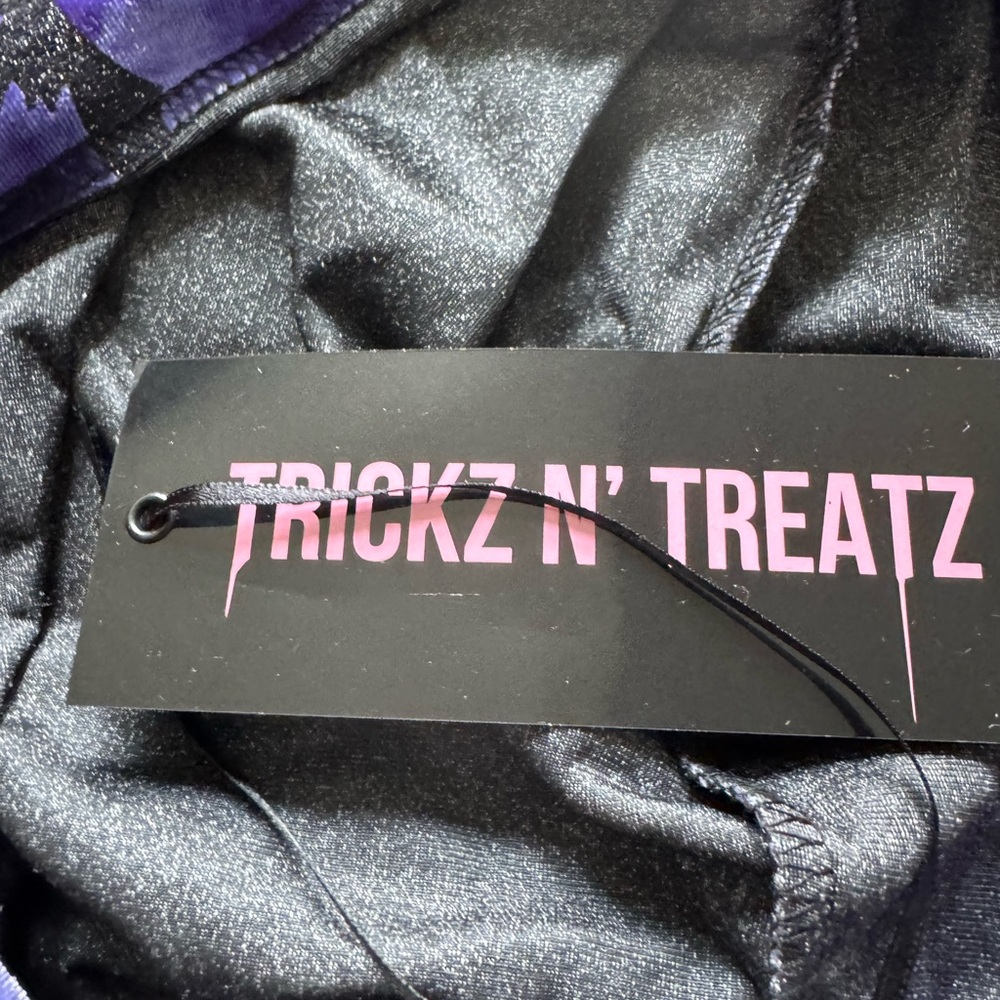 Dolls Kill Trickz N Treatz Purple hoodie black jacket - Picture 3 of 9